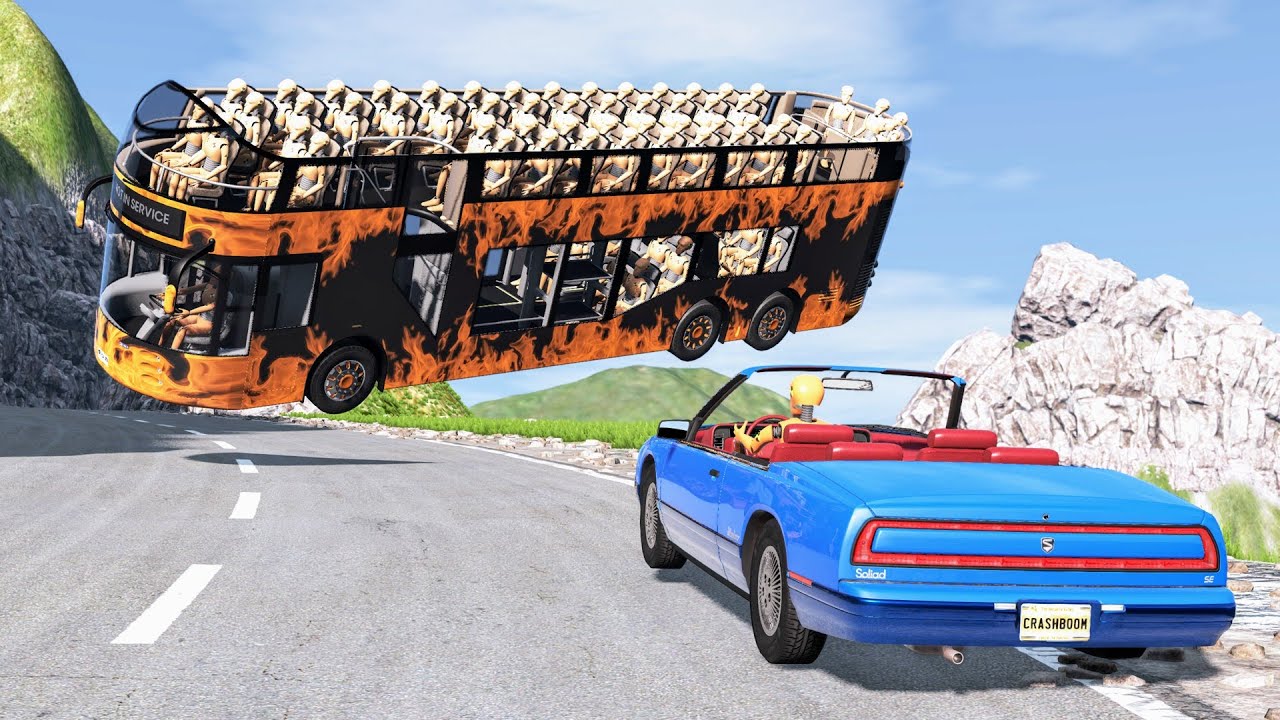 Реалистичные падения автомобиля с обрыва #38 - Крушения BeamNG Drive