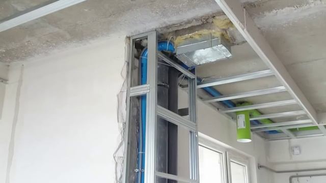 П-образный короб из гипсокартона, с углами из CD.  Монтаж гипсокартона.