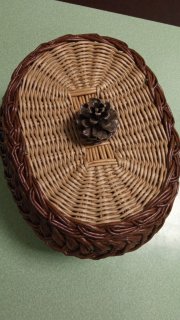 ХЛЕБНИЦА с объёмной загибкой из бумажной лозы 2часть