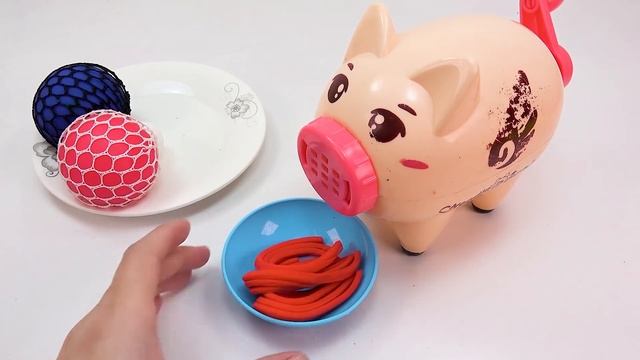 Радужная лапша Playdoh с шариками, Слайм - ASMR - Bon Bon