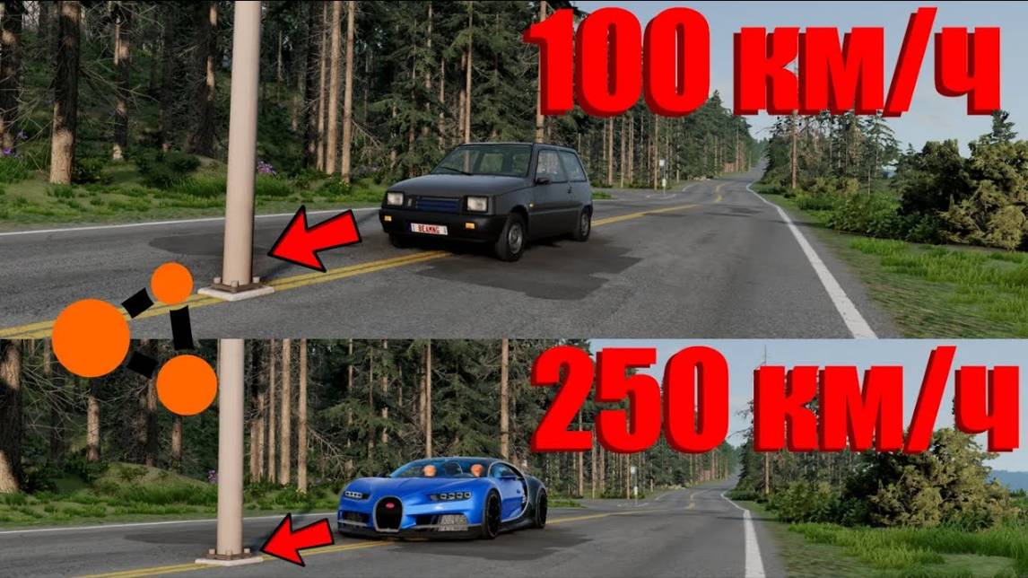 КРАШ-ТЕСТ МАШИНЫ В СТОЛБ! BeamNG.Drive
