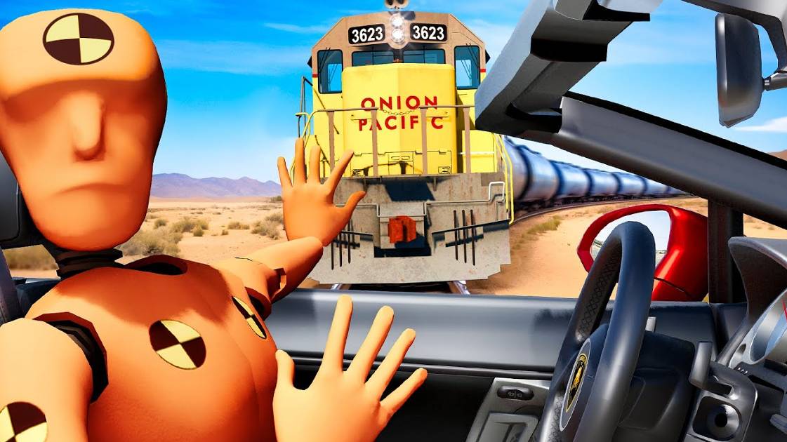Поезда и автомобильные аварии 😱 BeamNG.Drive