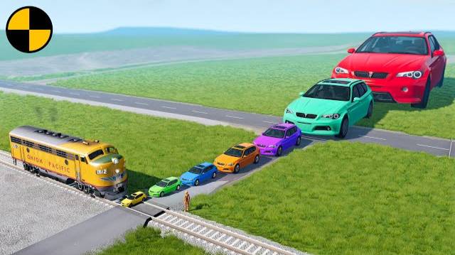 Большие и маленьки тачки ПРОТИВ поезда BeamNG.Drive