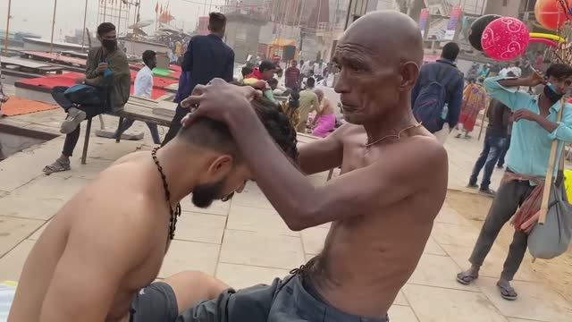 2$ Лучший в мире уличный парикмахерский массаж головы ｜ Баба Чамунда Барбер ｜ ASMR МАССАЖ Терапия