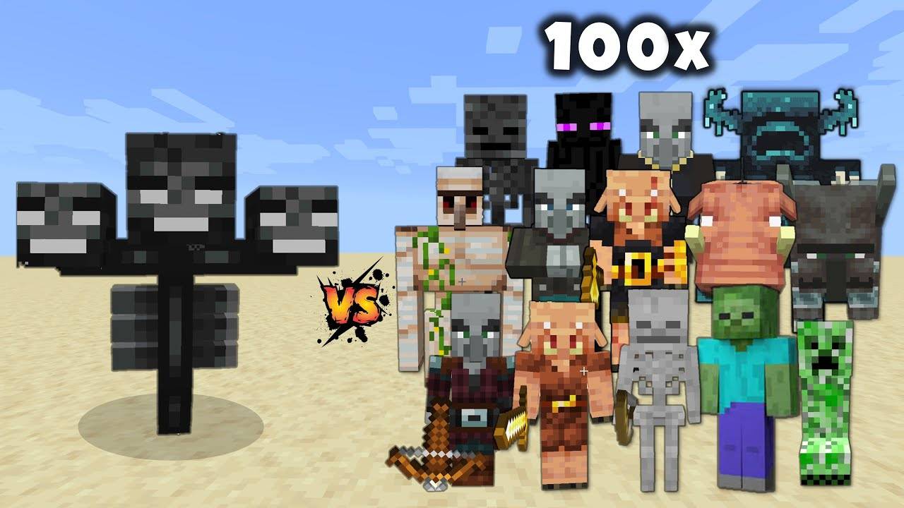 ВИЗЕР ПРОТИВ МОБОВ МАЙНКРАФТ 100Х