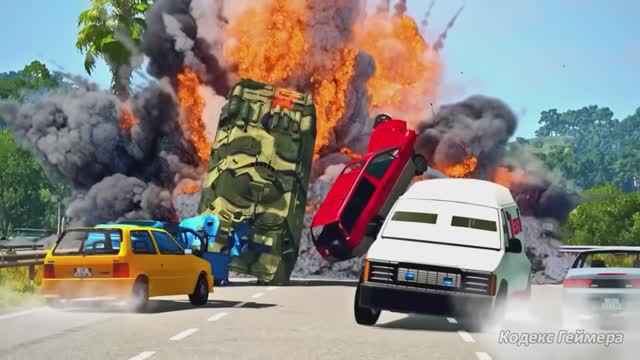 Огонь на поражение. BeamNG Drive - Реалистичные автомобильные аварии, погони и ДТП.