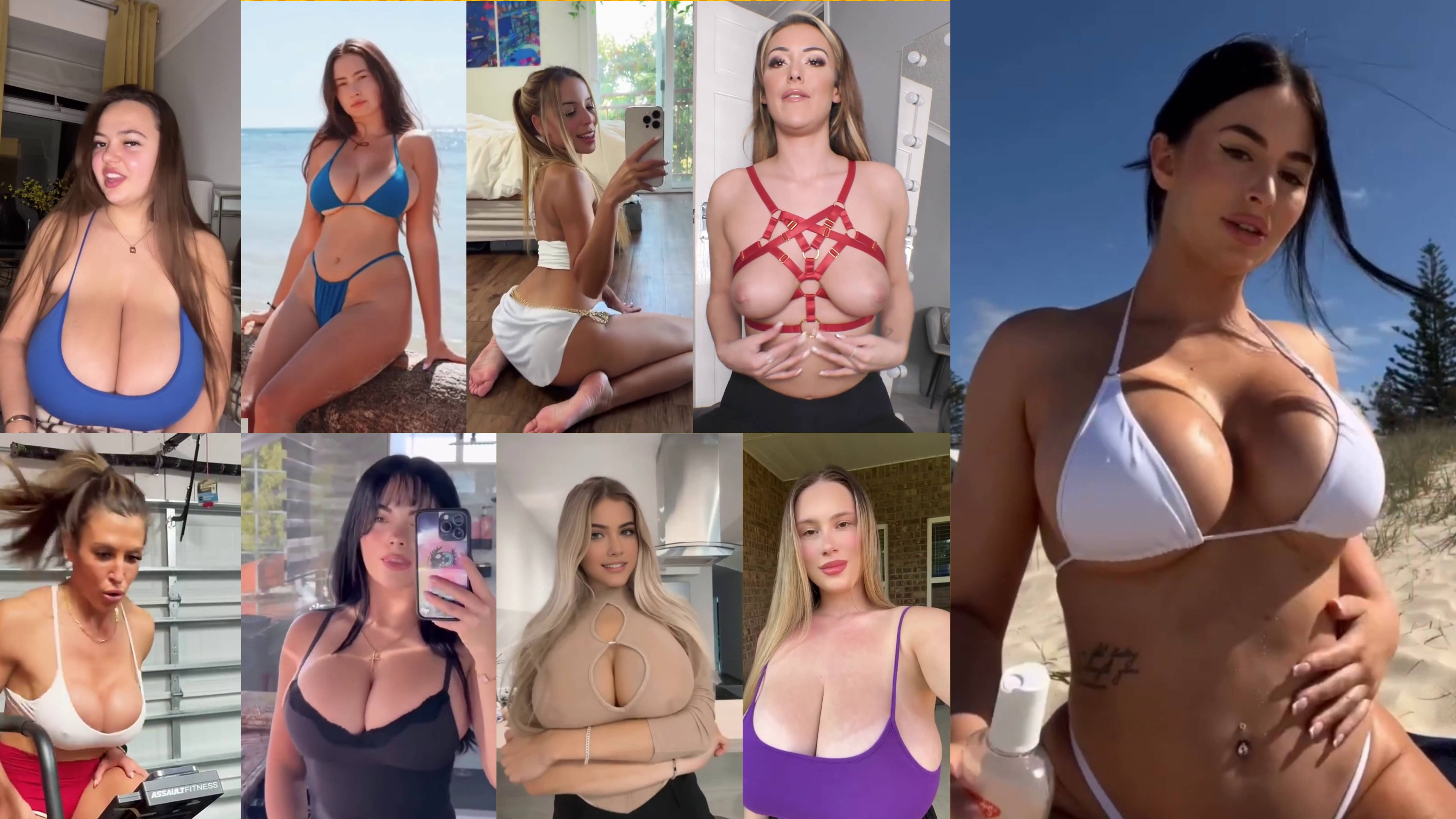 Huge Boobs / No Bra / Hard Nipples 25 - Big bank tiktok challenge ❤️ClipchampGirls 2025