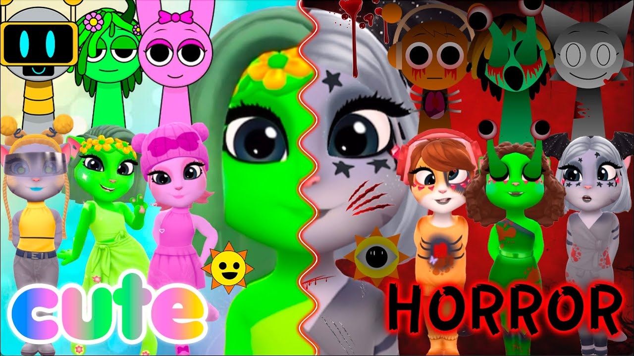 📹 My talking Angela 2 |🌈SPRUNKI  phase 1😽 vs phase 2👿 | cute VS horror | New update | Cosplay →