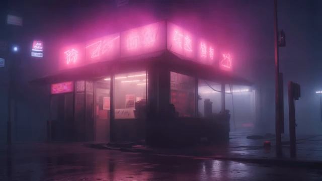 💿👽NOODLE BAR - SCI-FI Ambience - Calming Cyberpunk Ambient Music with Rain