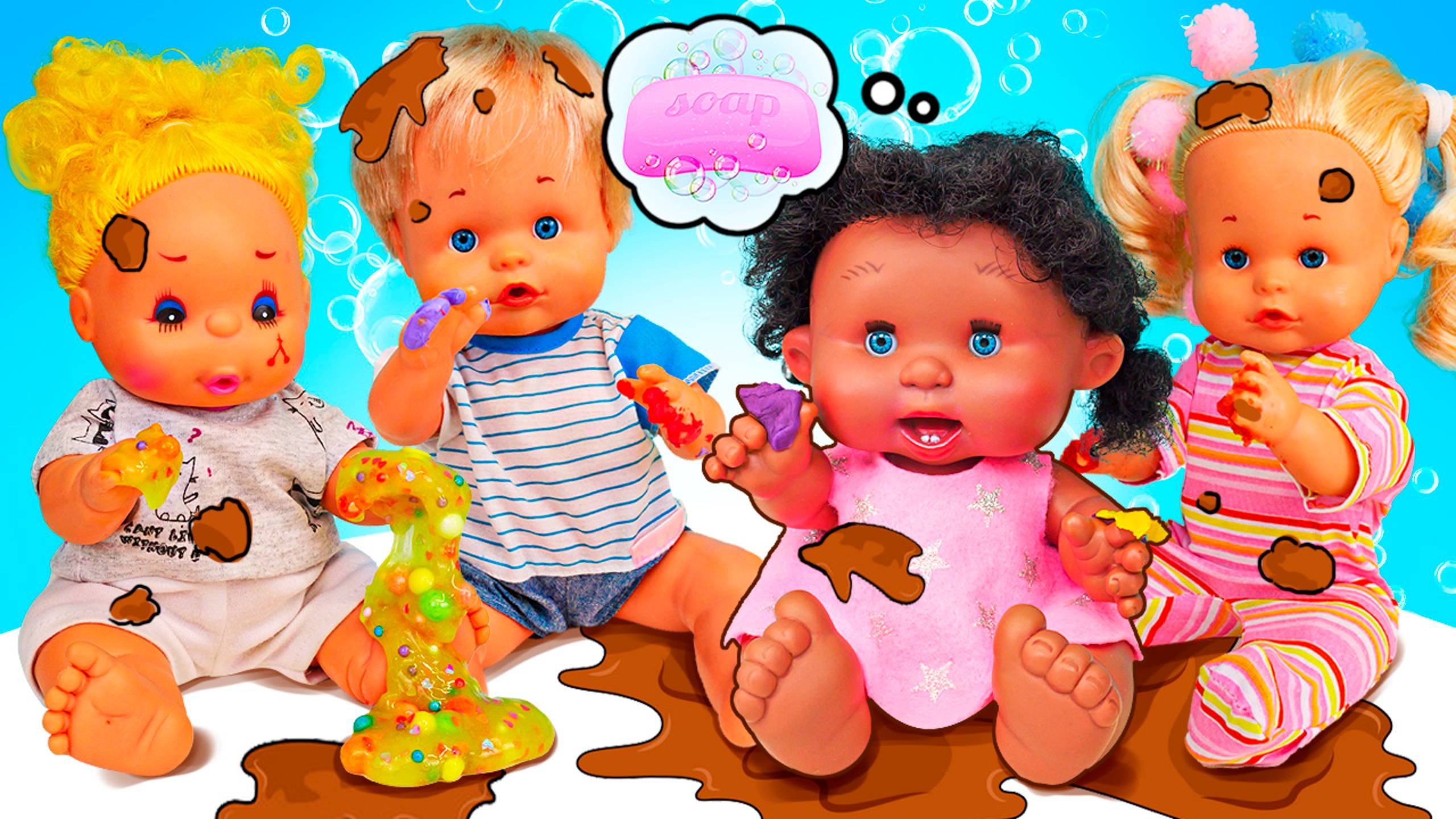 Мой детский сад моет руки! 🧼🧽🛁 Игры с куклами пупсами для детей
