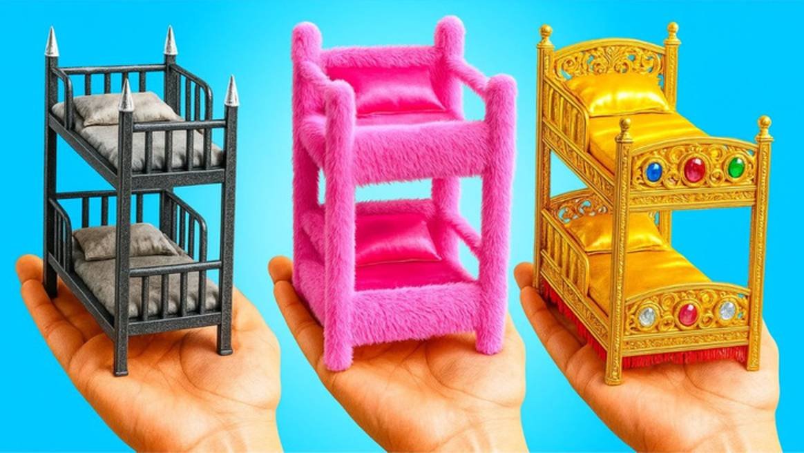 🖤 Готика vs Розовый 💖 Удивительное преображение двухъярусных кроватей! 🛏️✨