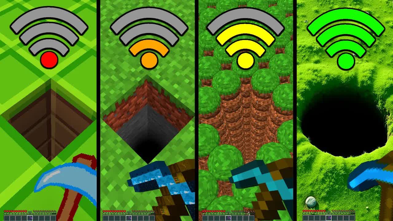 Копаем вниз с помощью Wi-Fi в Майнкрафте с модами на графику