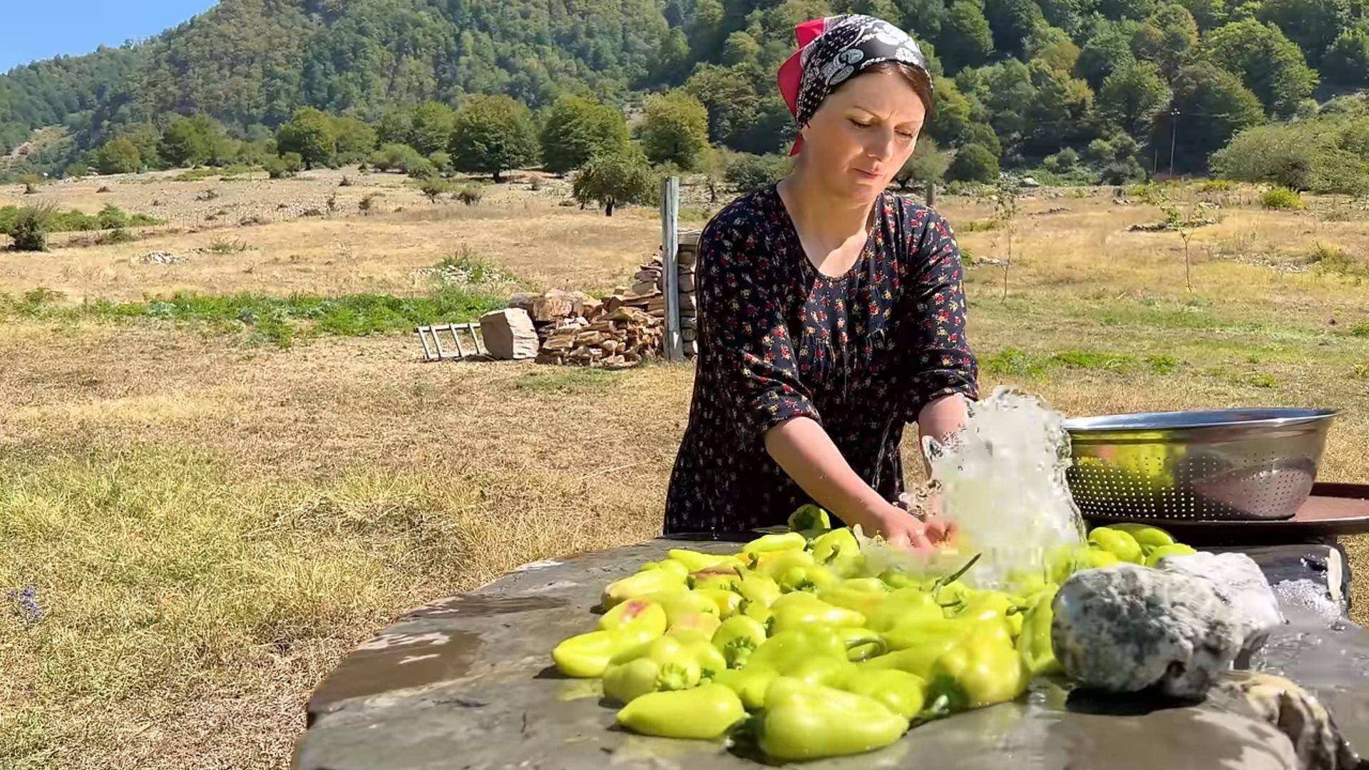 Консервируем перец и баклажаны на зиму! Азербайджанская Кухня Деревенская Кухня Рецепты