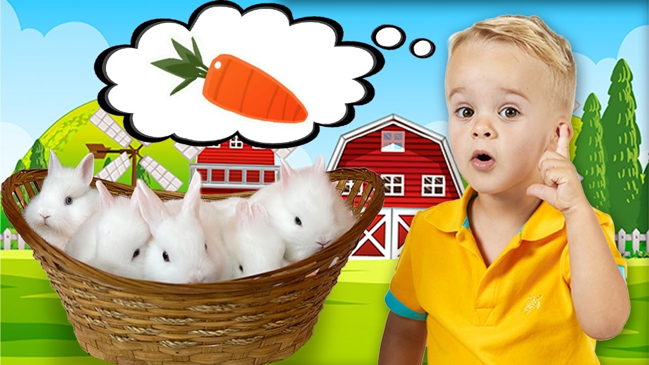 Влад и Ники. Крис и мама кормят животных на ферме! Увлекательное видео для детей!