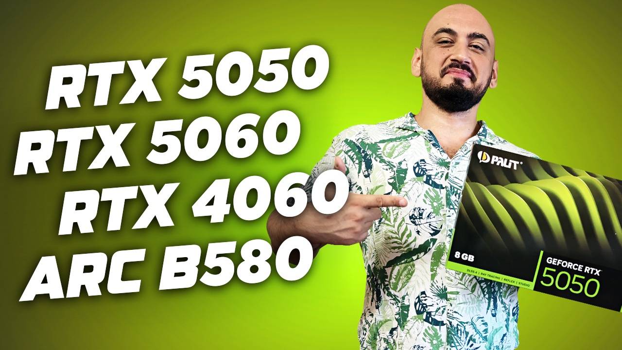 Что купить? Обзор RTX 5050 vs RTX 5060 vs RTX 4060 vs ARC B580  Игровые тесты в FullHD и QHD (2к)