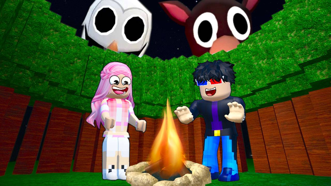 🌳МЫ ПОСТРОИЛИ БАЗУ ИЗ ДЕРЕВЬЕВ В 99 НОЧЕЙ В ЛЕСУ В РОБЛОКС! ROBLOX