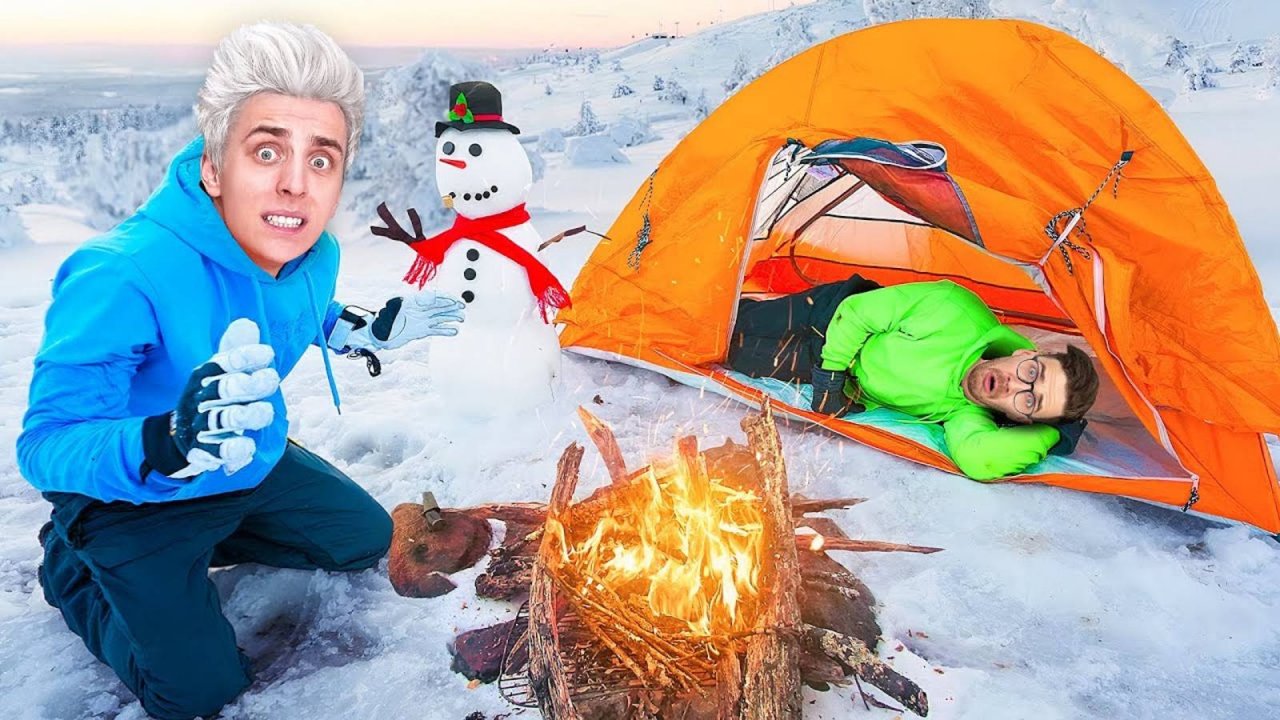 24 Часа в ПАЛАТКЕ на ЛЬДУ Челлендж ! А4