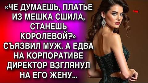 «ДУМАЕШЬ, ПЛАТЬЕ ИЗ МЕШКА СШИЛА, СТАНЕШЬ КОРОЛЕВОЙ?» СЪЯЗВИЛ МУЖ. А ЕДВА НА КОРПОРАТИВЕ ДИРЕКТОР...