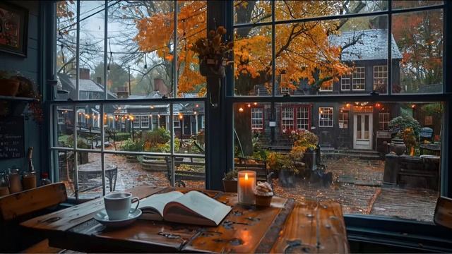 Атмосфера кофейни «Дождливая осень» 🍂☕️ Расслабляющая джазовая музыка и шум дождя для отдыха, учёбы