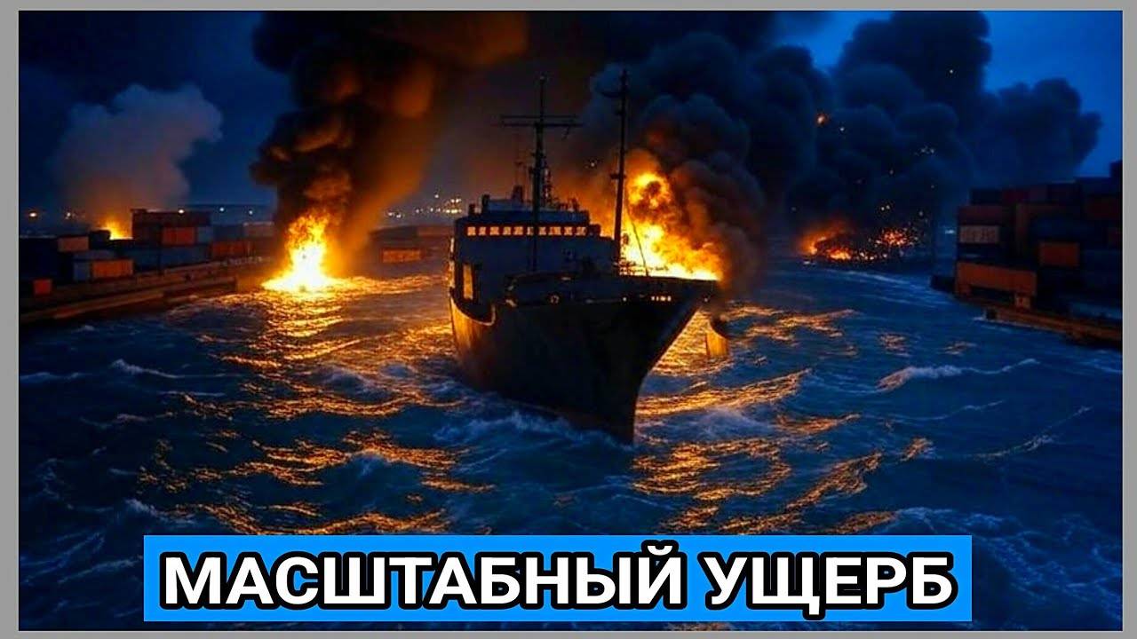В порту Черноморска горит азербайджанское судно, перевозившее военные грузы.