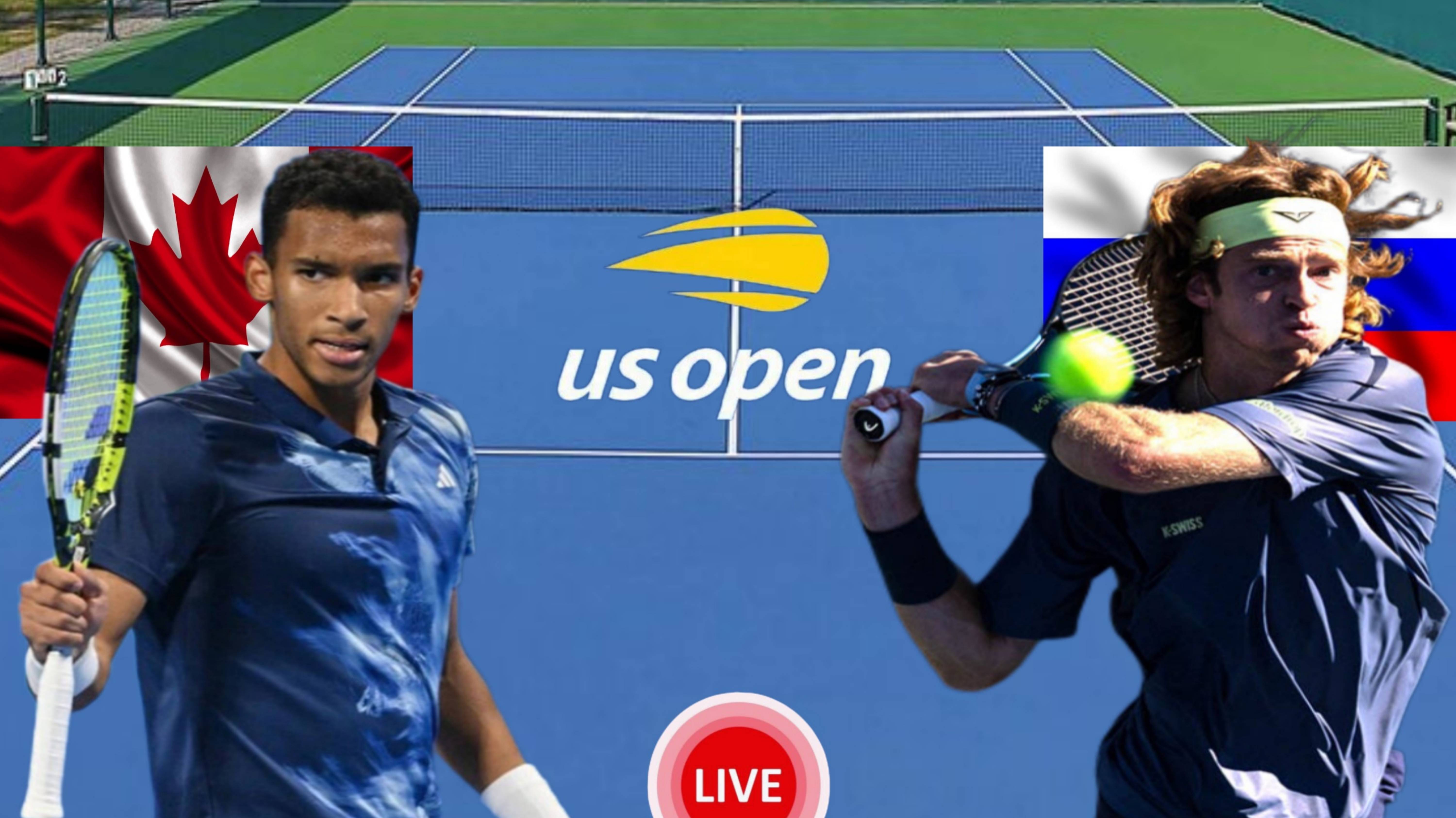 ТЕННИС US OPEN 1/8 ФИНАЛА. ОЖЕ-АЛЬССИМ Ф. - РУБЛЁВ А. ПРЯМАЯ ТРАНСЛЯЦИЯ.