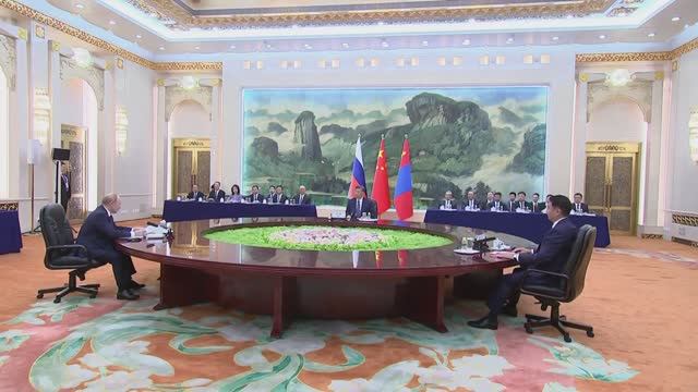 Встреча с Председателем КНР Си Цзиньпином и Президентом Монголии Ухнагийн Хурэлсухом