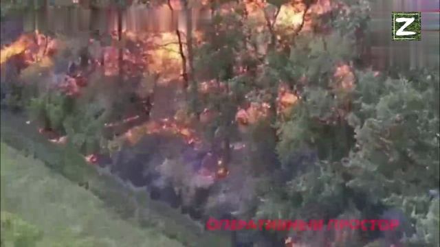 СВО FPV-дрон с термитной БЧ сжëг посадку ВСУ на Купянском направлении.