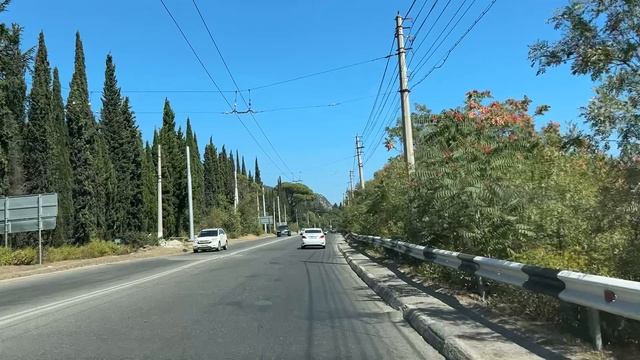 Ялта. По ЮБШ от развилки на Свердлова ул., до поворота на Никитский БСад. 30.08.2025. Крым. Crimea.