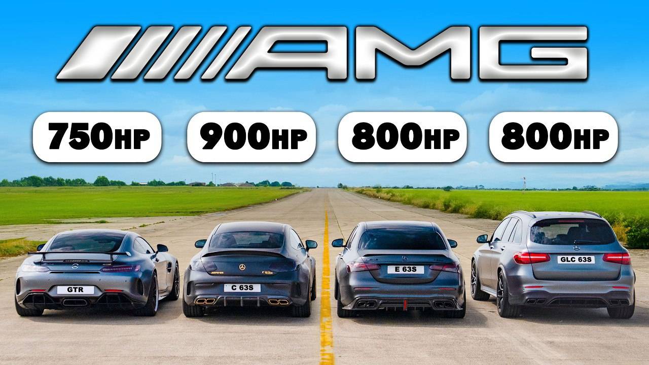 Кто победит в заезде: AMG C63 на 900л.с против GTR, E63 и GLC 63