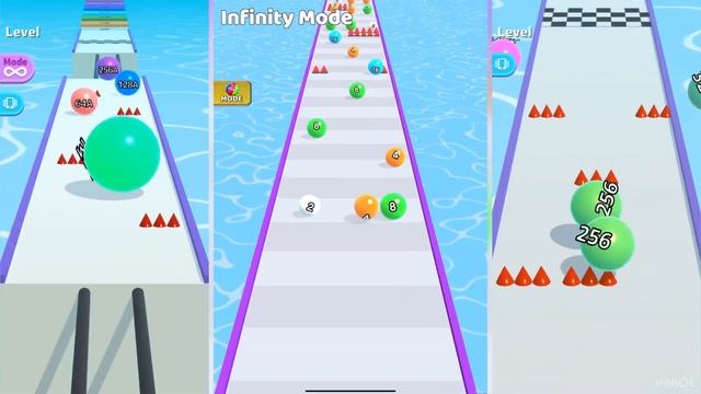 [1024A Drop in 2 No. Tile] BallRun 2048 vs Number Ball Race & Merge 3D vs BallRun Infinity