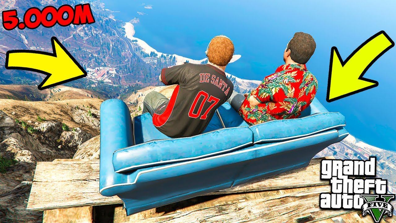 СПУСК НА ДИВАНЕ С ГОРЫ ЧИЛИАД ЭКСПЕРИМЕНТ В ГТА 5! ОБЗОР МОДА В GTA 5 ВИДЕО MODS