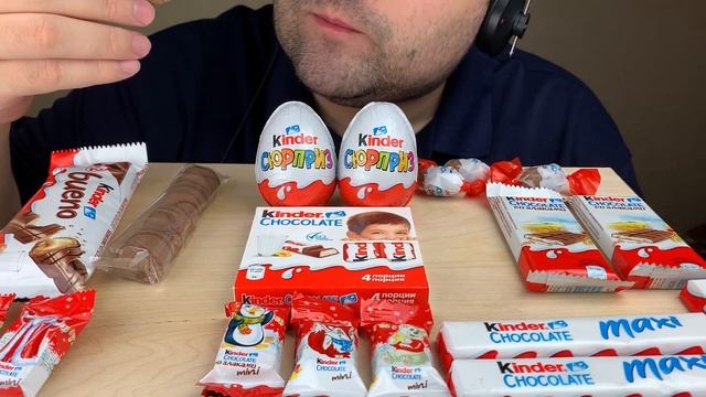 ASMR KINDER CHOCOLATE PARTY (BUENO, BONS, KINDER SURPRISE) 초콜릿 리얼사운드 먹방 MUKBANG *EATING SOUNDS*