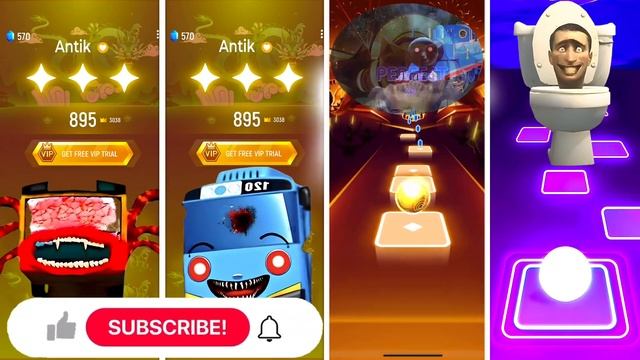 Bus Eater vs Tayo The Little Bus vs Thomas the Train EXE vs Skibidi Toilet | Tiles Hop EDM Rush