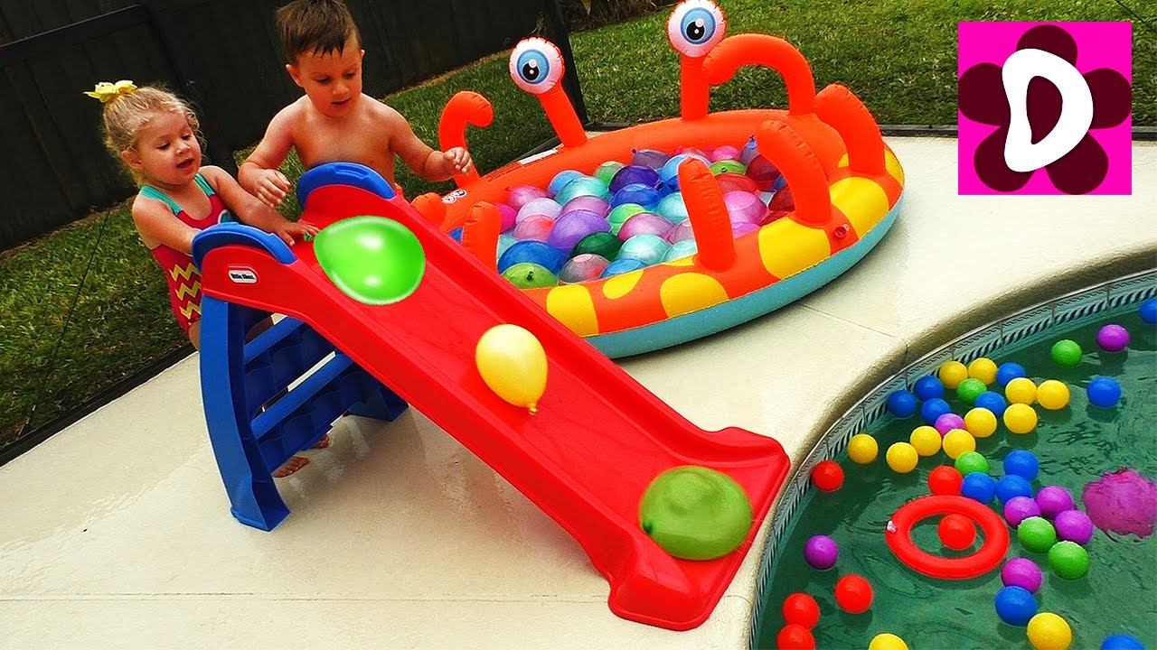 Вредные Детки Мучают ШАРИКИ С ВОДОЙ Bad baby Сrushes Water balloons Pool Kids Funny Movie Toys Video