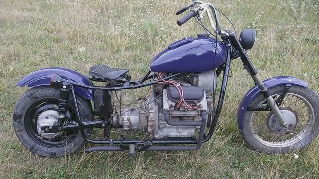 САМОДЕЛЬНЫЙ мотоцикл с автомобильным двигателем.