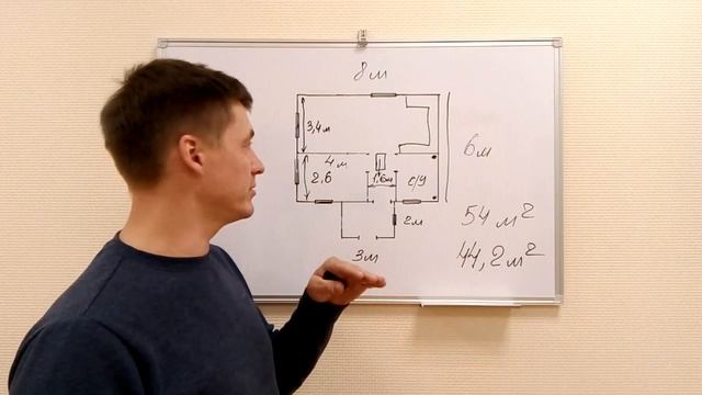Планировка дома 6х8.
