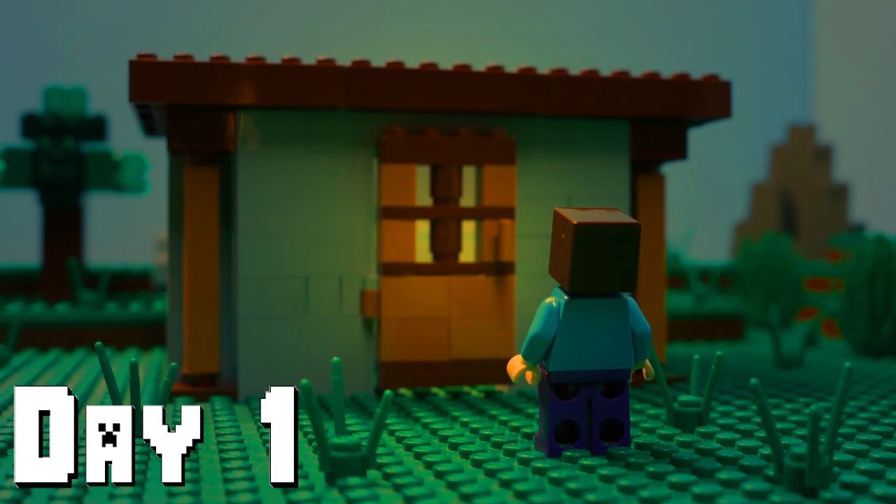 Выживание в minecraft (1 день) - Lego анимация