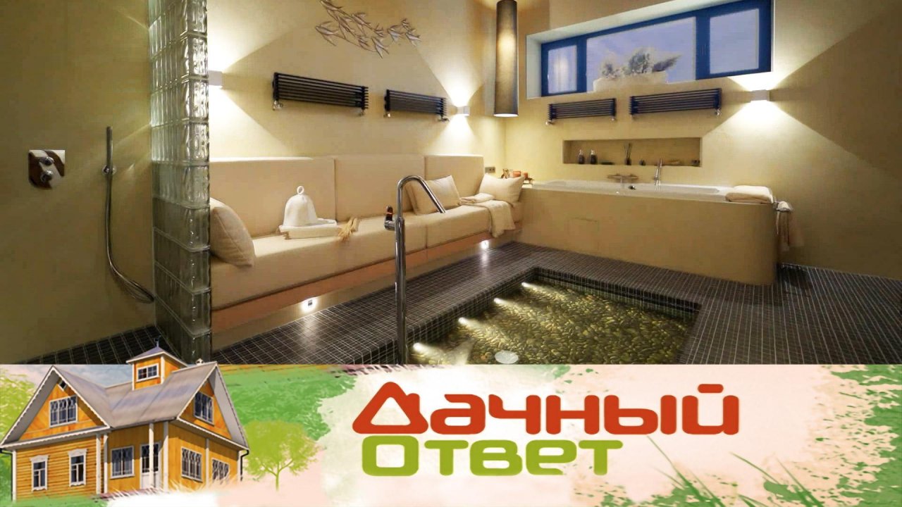 Комната отдыха при бане с камином и мини-озером | «Дачный ответ»