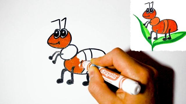 Как нарисовать МУРАВЬЯ. Рисуем МУРАВЬЯ с детьми. How to draw an ant.
