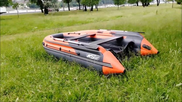 Лодка ПВХ Риф Тритон Скат 400Fi оранжево-серая