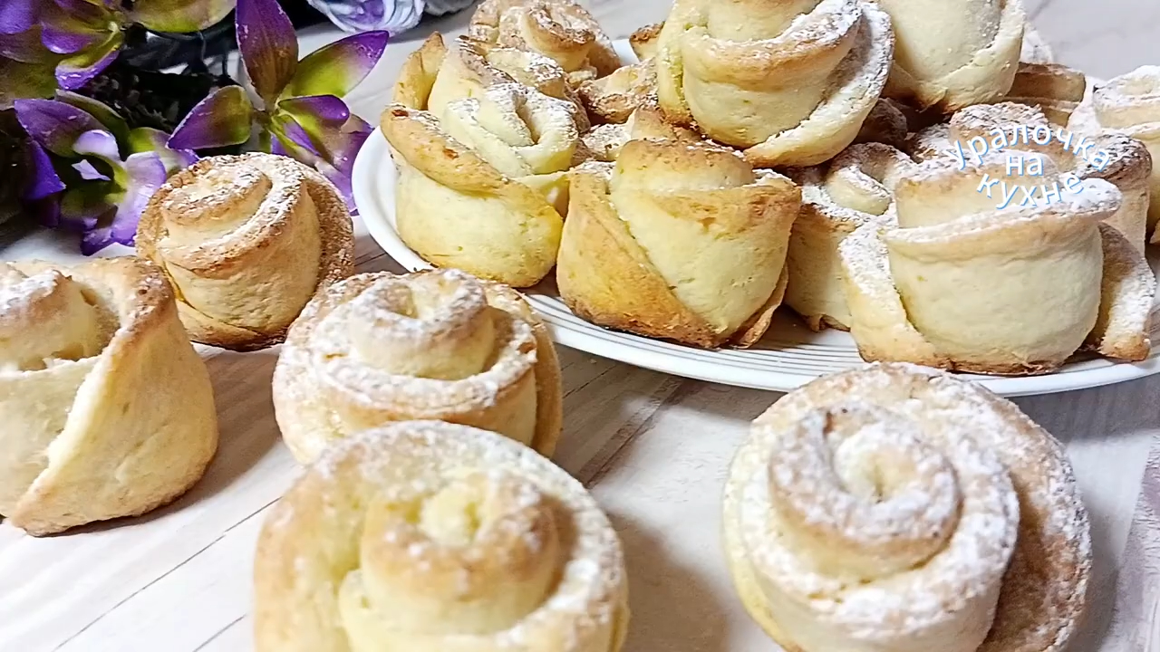 НЕОБЫКНОВЕННО красивое ТВОРОЖНОЕ печенье "Розочки". НЕЖНОЕ и ВКУСНОЕ