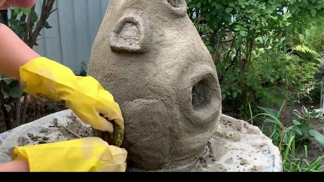 Светящийся садовый домик - тыковка из цемента своими руками. Поделки из цемента