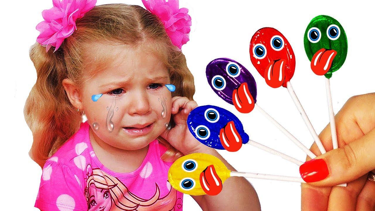 Bad baby with tantrum and crying for lollipops Little Babies learn colors with finger song video