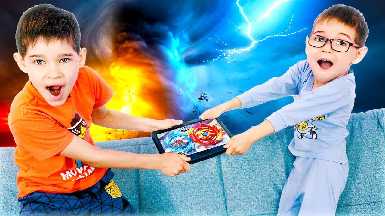 НЕ ПОДЕЛИЛИ планшет и устроили BeyBlade баттл #ЭрикШоу