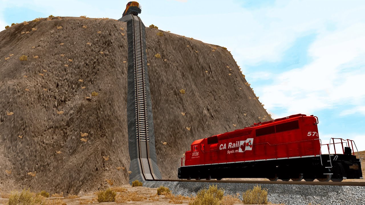 Поезд против огромной горы! – BeamNG.Drive