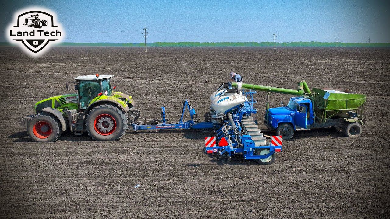 Трактор CLAAS Axion 950 и новая сеялка KINZE 3605 Blue Drive! Старый загрузчик АС-2УМ на ГАЗ-53!