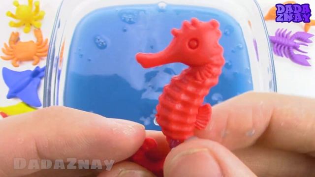 Морские Животные для детей|Название морских животные|Учим цвета морских животных|Слизь сюрприз