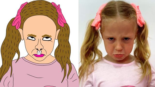 Nastya and Stacy play with edible makeup Drawing meme | like nastya | funny drawing