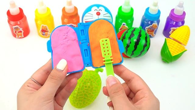 Звуки АСМР для детей. Мультики звуки. Как сделать эскимо Playdoh. Фрукты на липучках