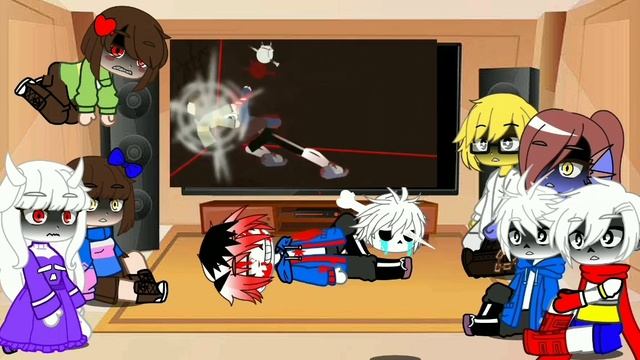 undertale react to lnsantiy sans vs chara